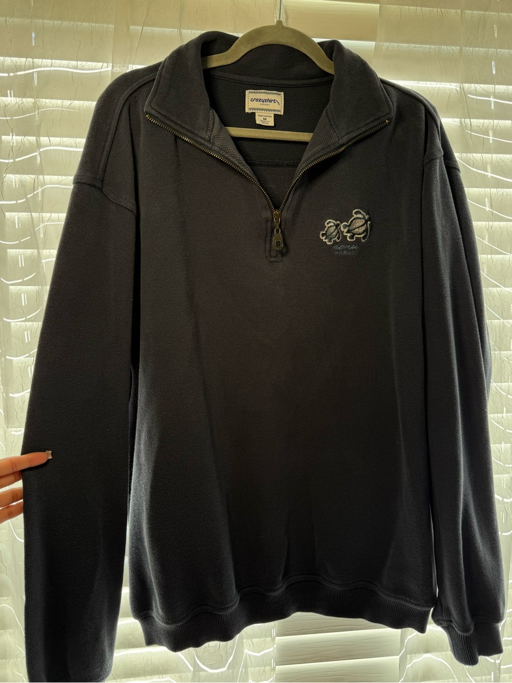 Hawaii 1/4 Zip Pullover Sweatshirt Mens M 100% Cotton Honu Turtle